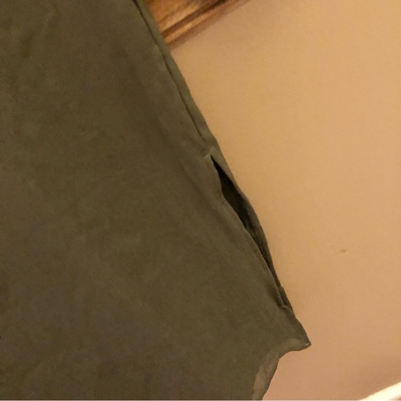 ASOS Design Long Sleeve V Neck Faux Wrap MIDI Dress Olive Green 4 - Picture 4 of 10